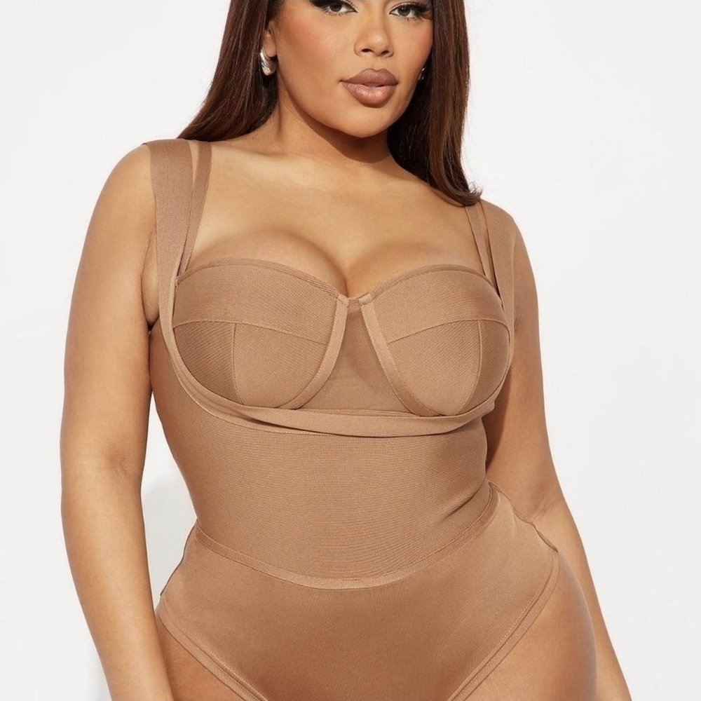 Fashion Nova Sculpting Brown Underwire Bodysuit